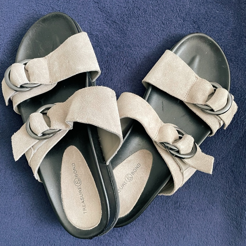Two strap suede sandals